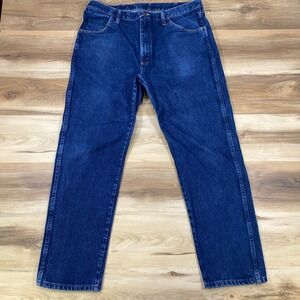 Rustler Denim Jeans Mens 38x32 Heritage 100% Cotton Regular Fit Dark Blue Indigo